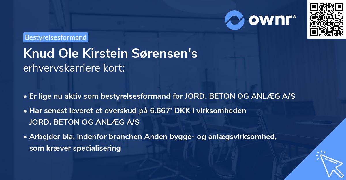 Knud Ole Kirstein Sørensen's erhvervskarriere kort