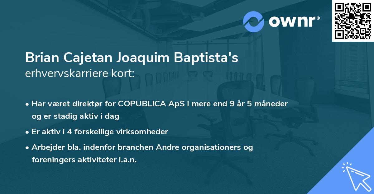 Brian Cajetan Joaquim Baptista's erhvervskarriere kort