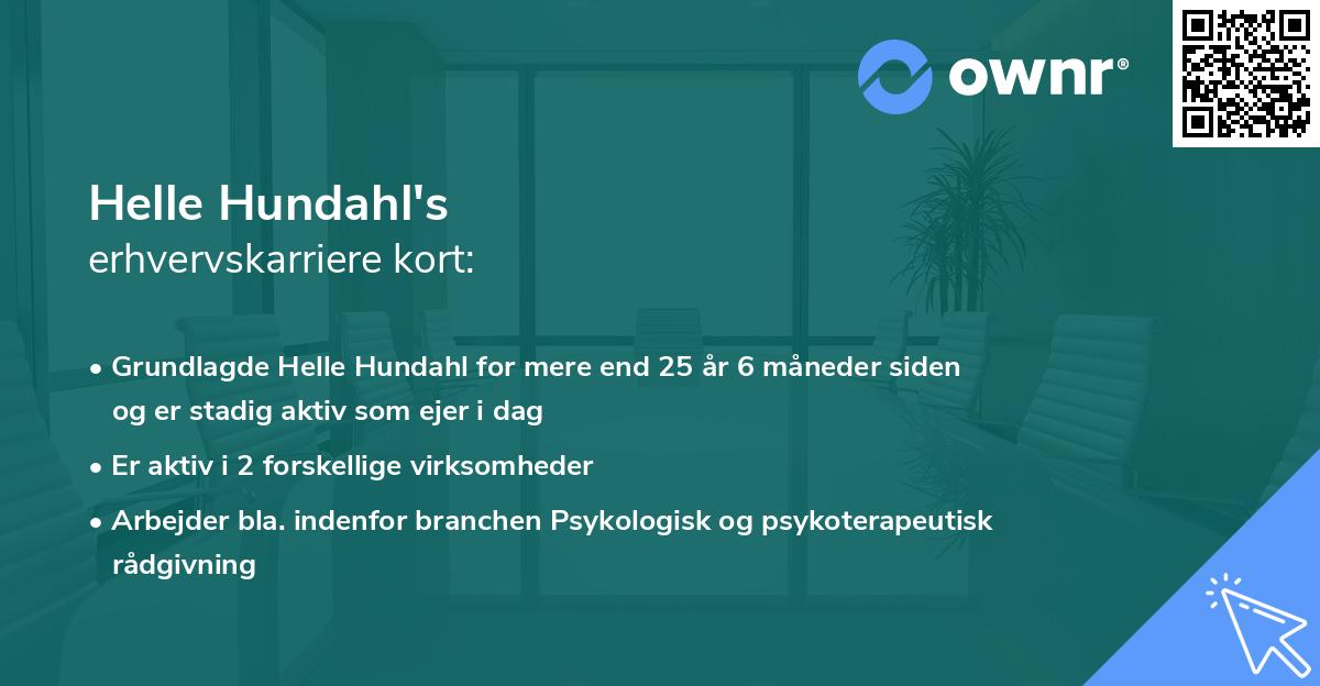 Helle Hundahl's erhvervskarriere kort