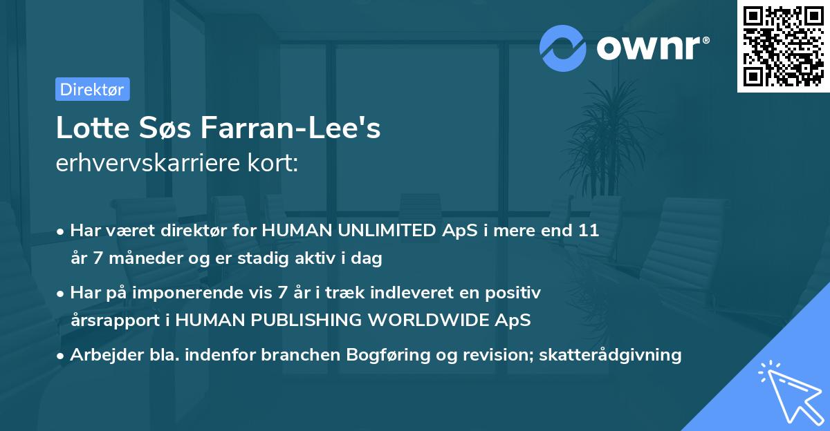 Lotte Søs Farran-Lee's erhvervskarriere kort