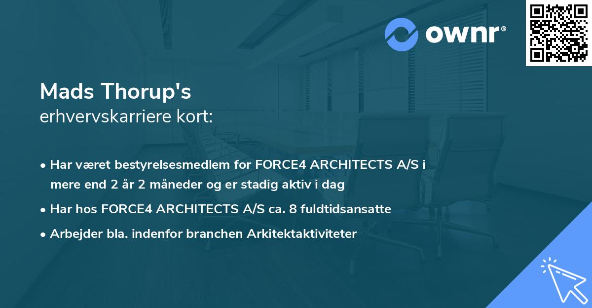 Mads Thorup's erhvervskarriere kort