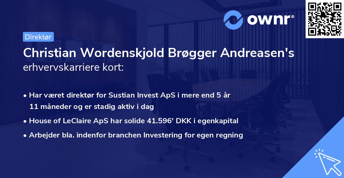 Christian Wordenskjold Brøgger Andreasen's erhvervskarriere kort