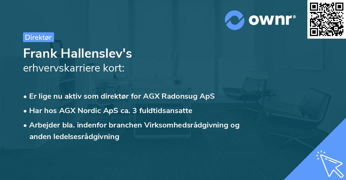 Frank Hallenslev's erhvervskarriere kort