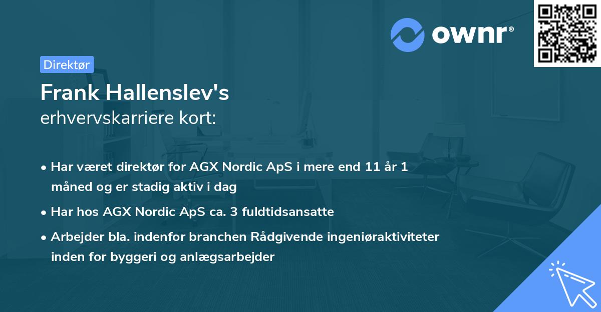Frank Hallenslev's erhvervskarriere kort