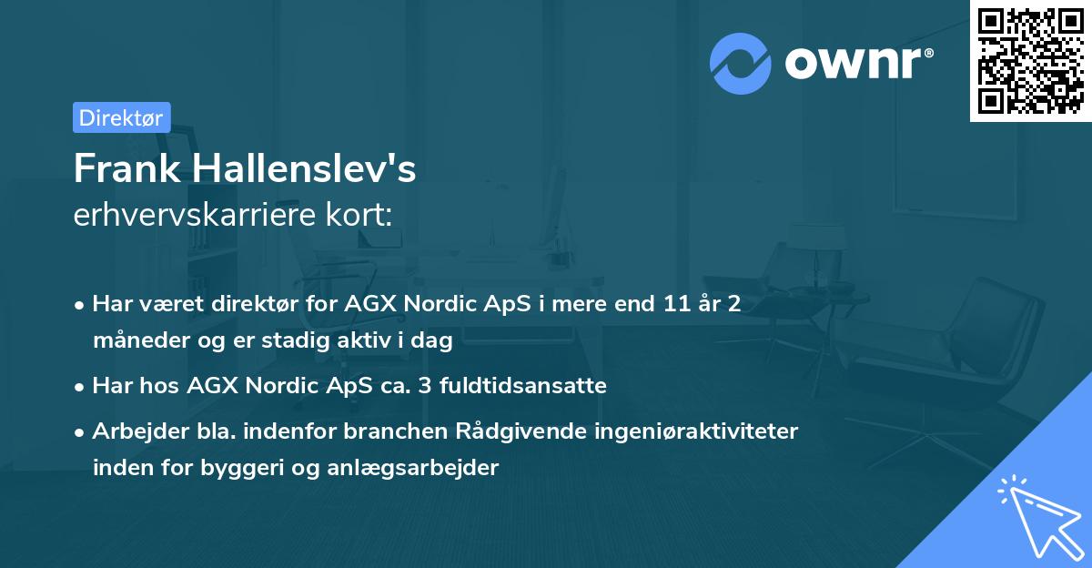 Frank Hallenslev's erhvervskarriere kort