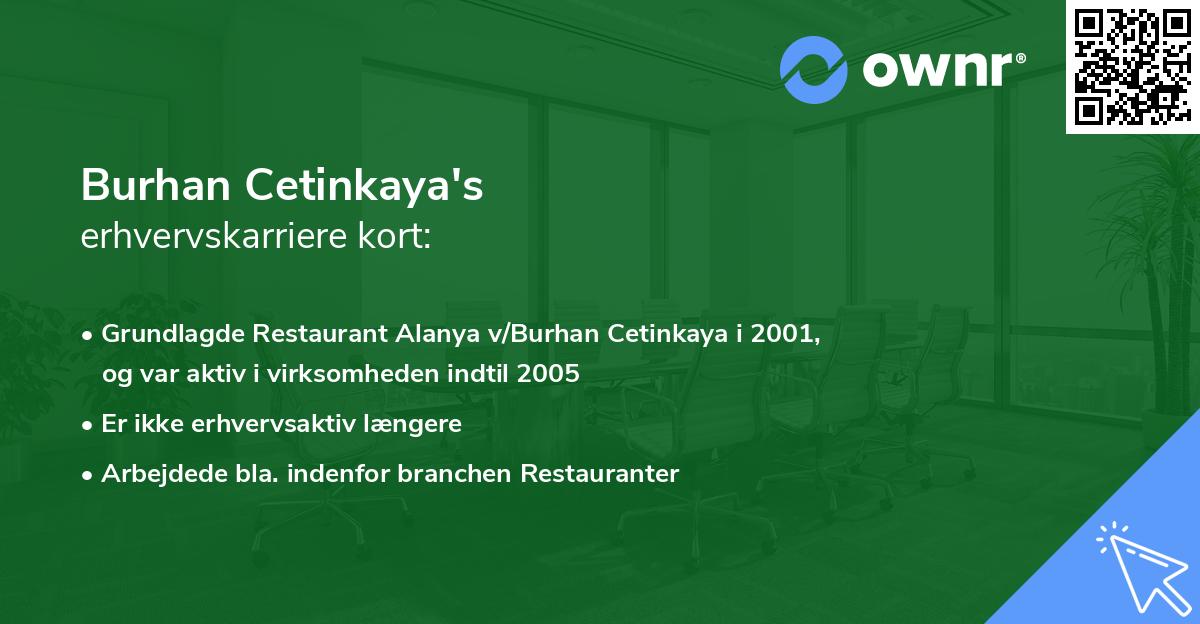 Burhan Cetinkaya's erhvervskarriere kort