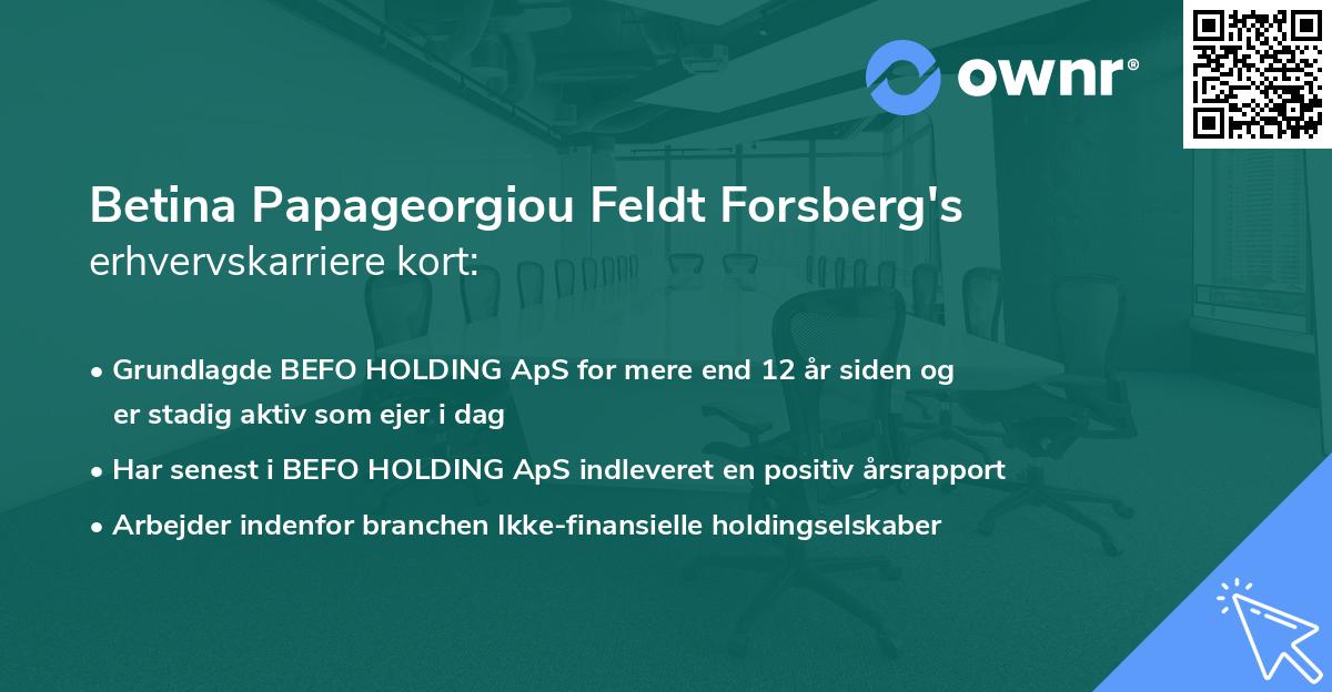 Betina Papageorgiou Feldt Forsberg's erhvervskarriere kort