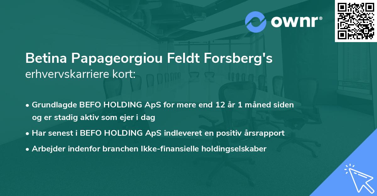 Betina Papageorgiou Feldt Forsberg's erhvervskarriere kort