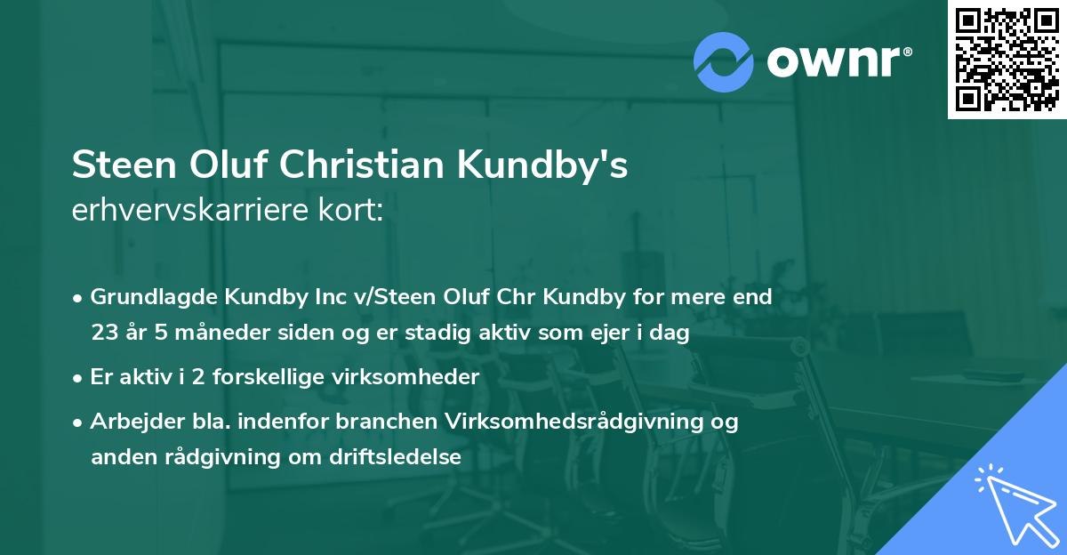 Steen Oluf Christian Kundby's erhvervskarriere kort