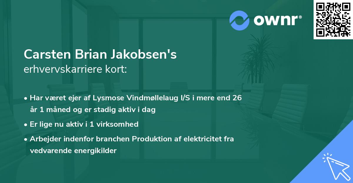 Carsten Brian Jakobsen's erhvervskarriere kort