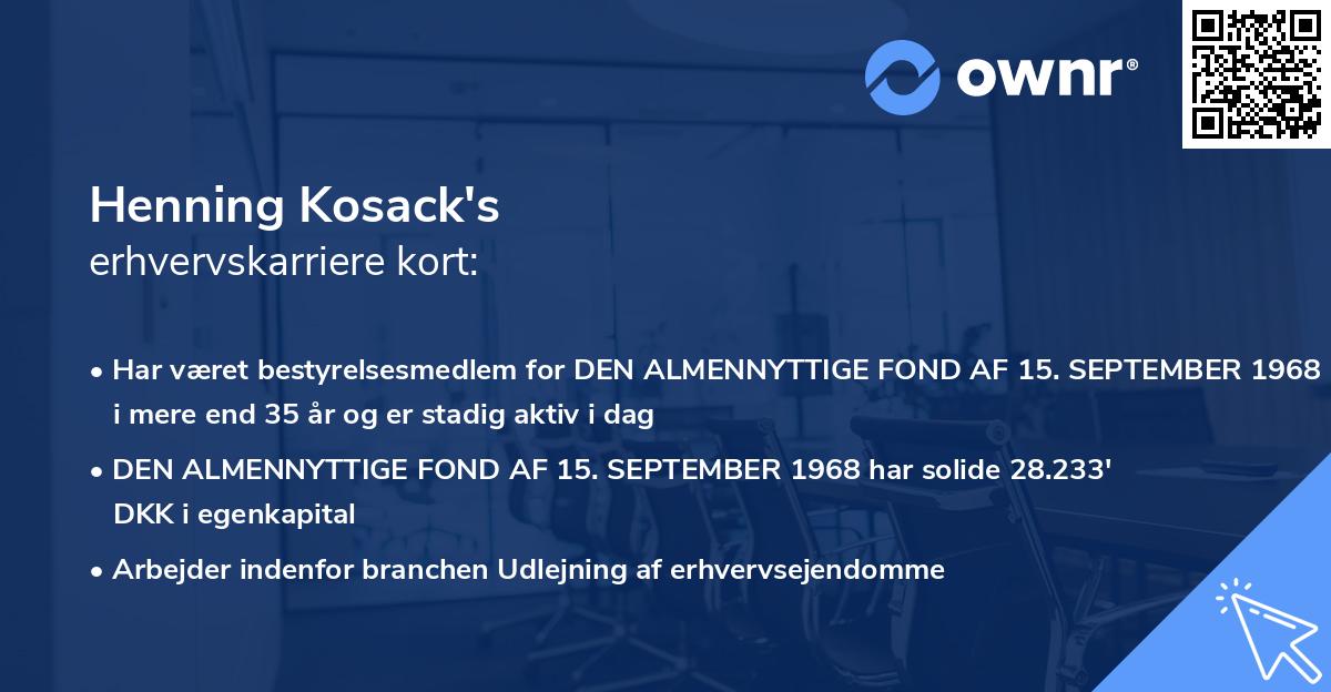 Henning Kosack's erhvervskarriere kort