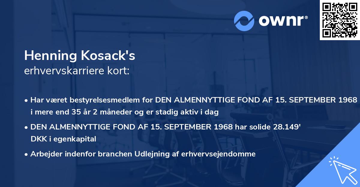 Henning Kosack's erhvervskarriere kort