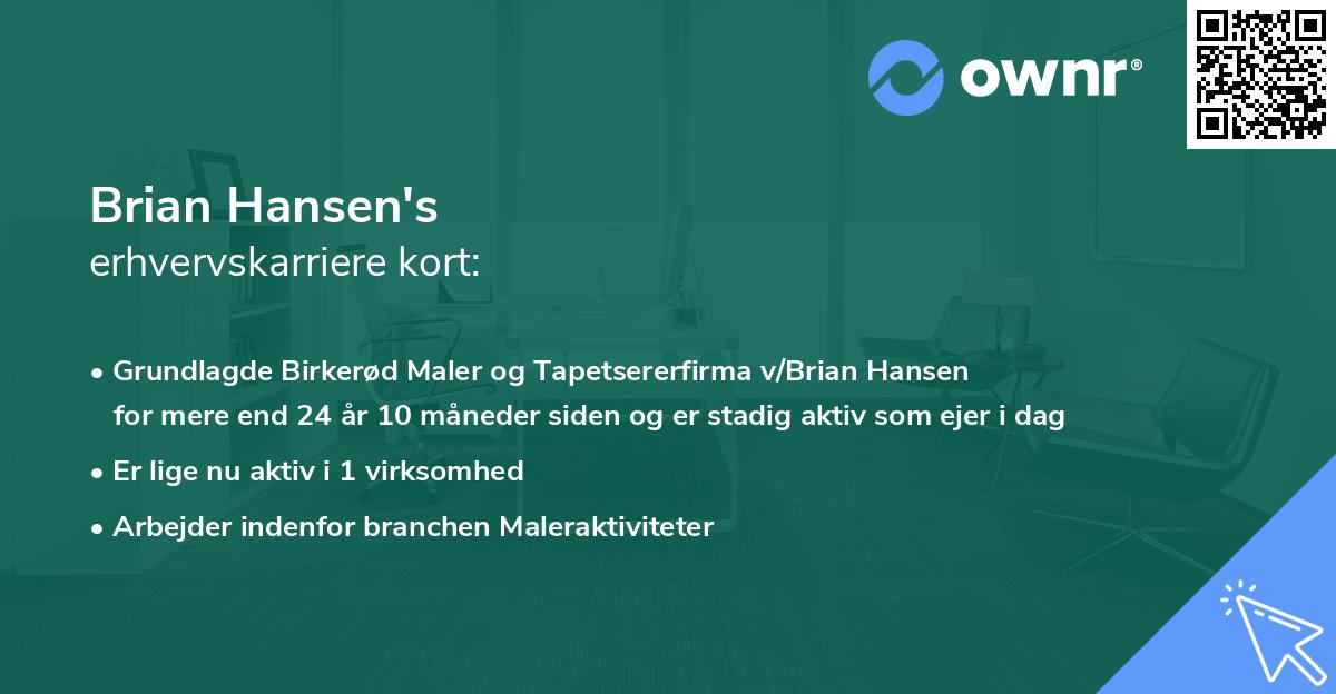 Brian Hansen's erhvervskarriere kort