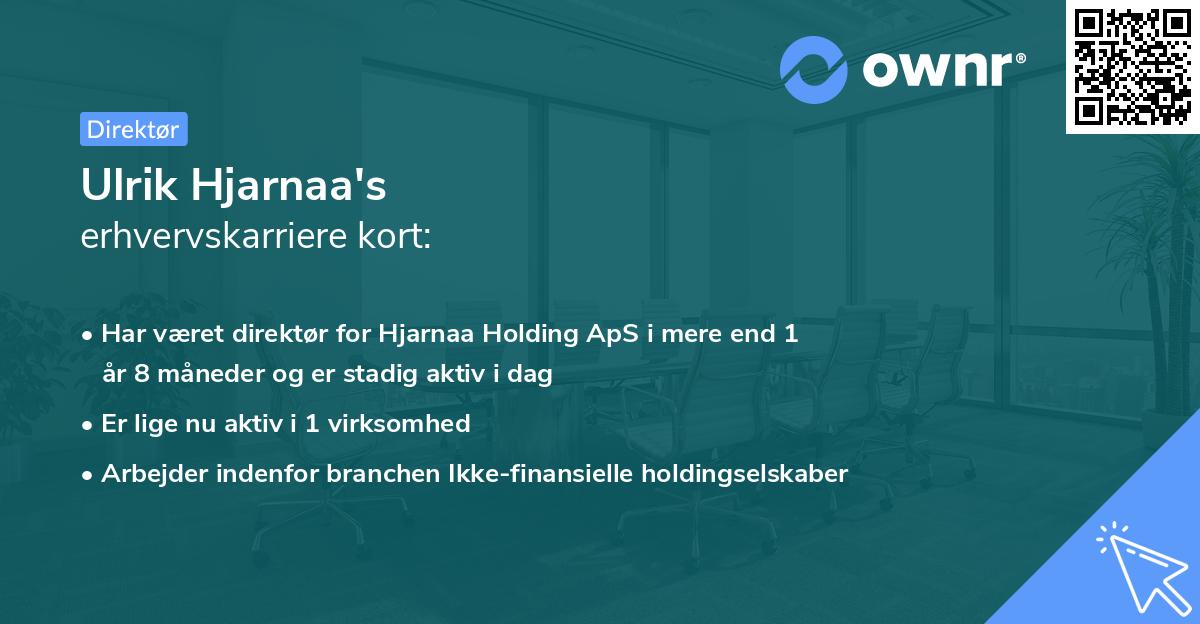 Ulrik Hjarnaa's erhvervskarriere kort