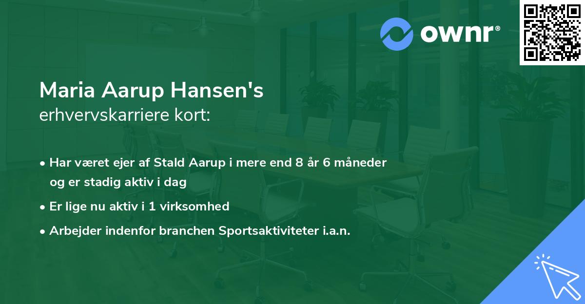 Maria Aarup Hansen's erhvervskarriere kort