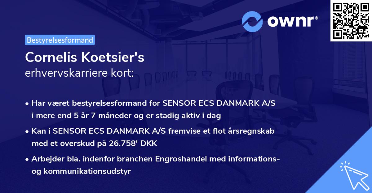 Cornelis Koetsier's erhvervskarriere kort