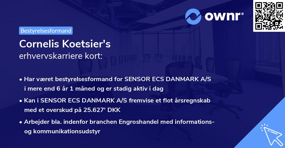 Cornelis Koetsier's erhvervskarriere kort