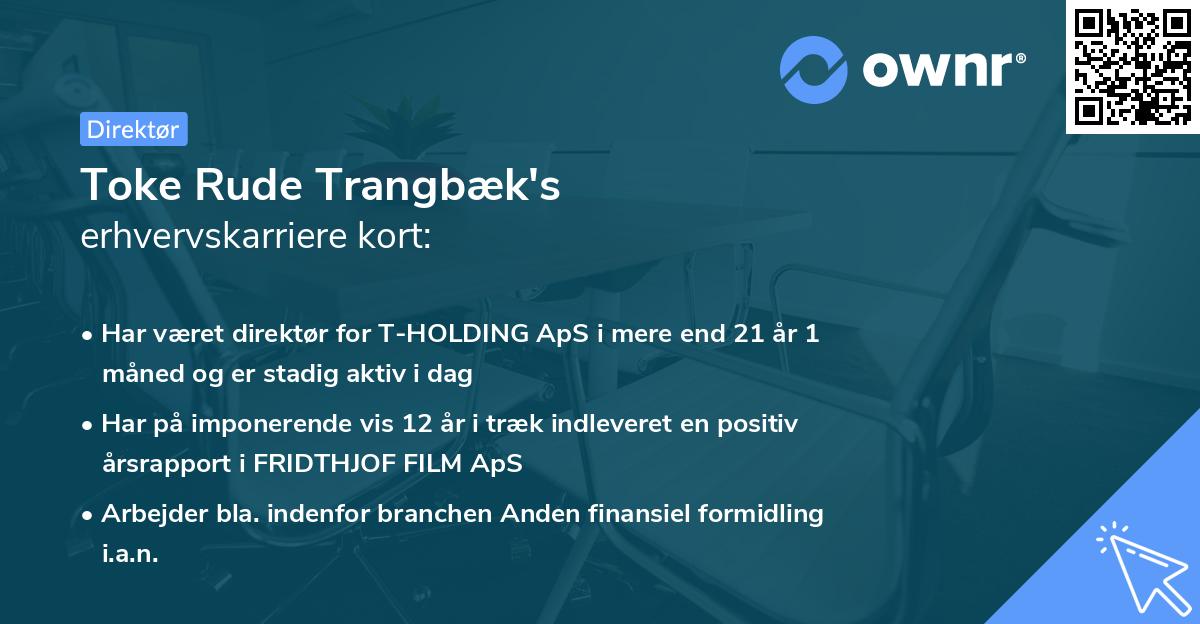 Toke Rude Trangbæk's erhvervskarriere kort