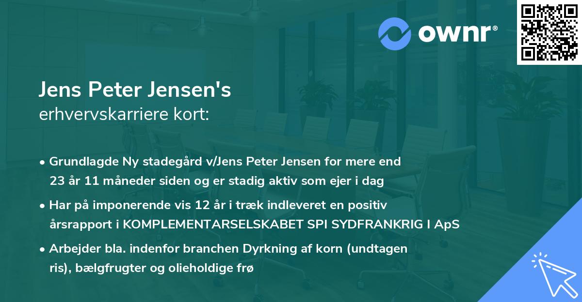 Jens Peter Jensen's erhvervskarriere kort