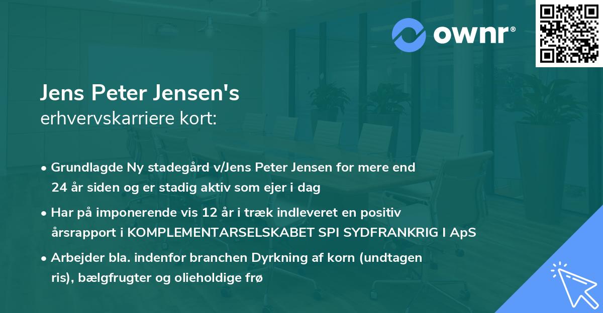 Jens Peter Jensen's erhvervskarriere kort