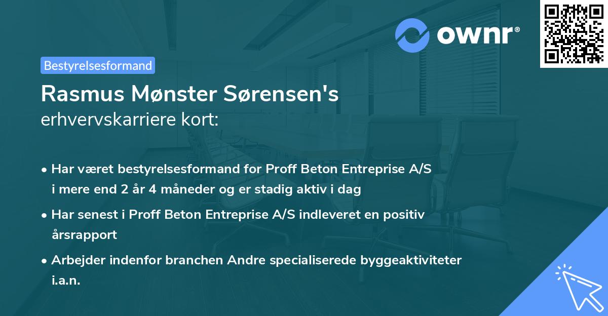 Rasmus Mønster Sørensen's erhvervskarriere kort