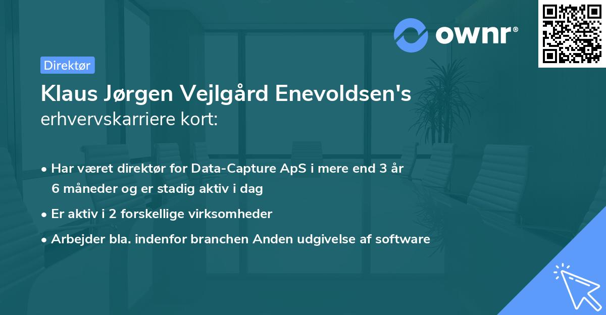 Klaus Jørgen Vejlgård Enevoldsen's erhvervskarriere kort