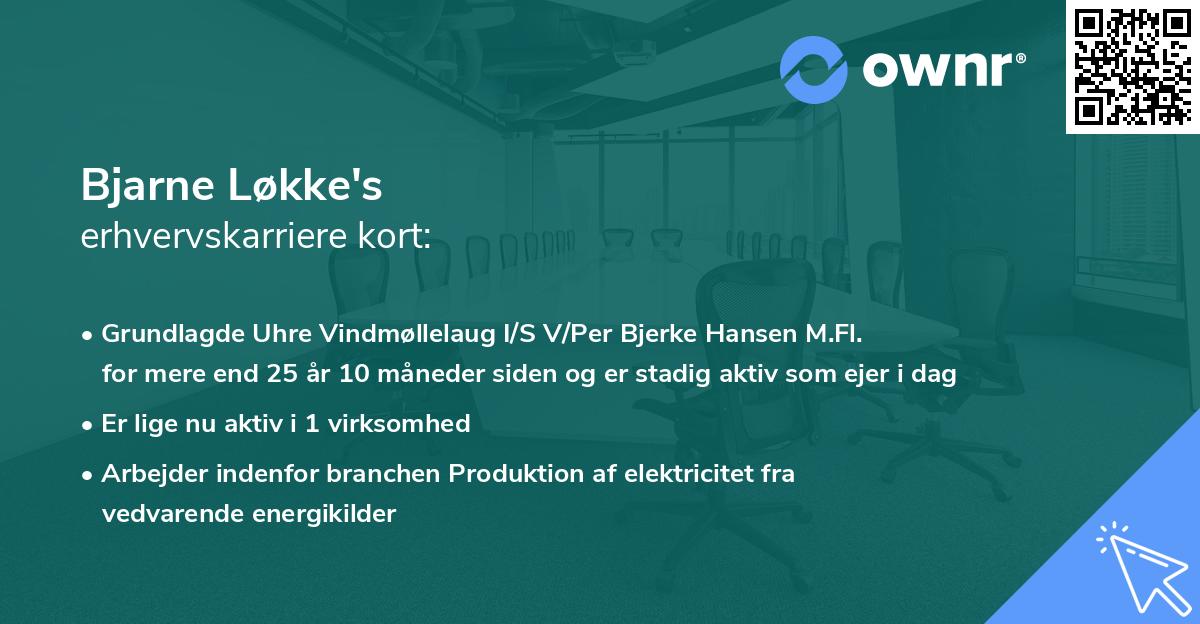 Bjarne Løkke's erhvervskarriere kort