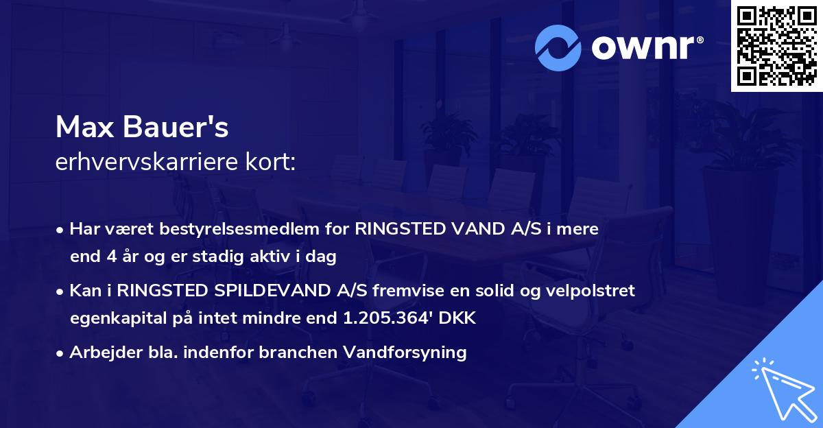 Max Bauer's erhvervskarriere kort