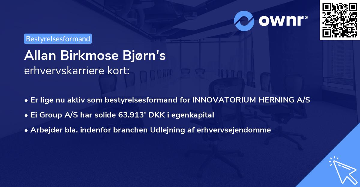 Allan Birkmose Bjørn's erhvervskarriere kort