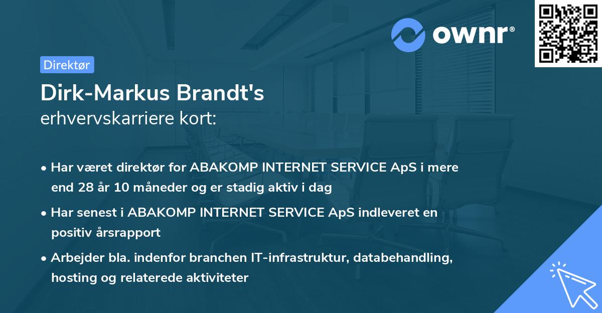 Dirk-Markus Brandt's erhvervskarriere kort