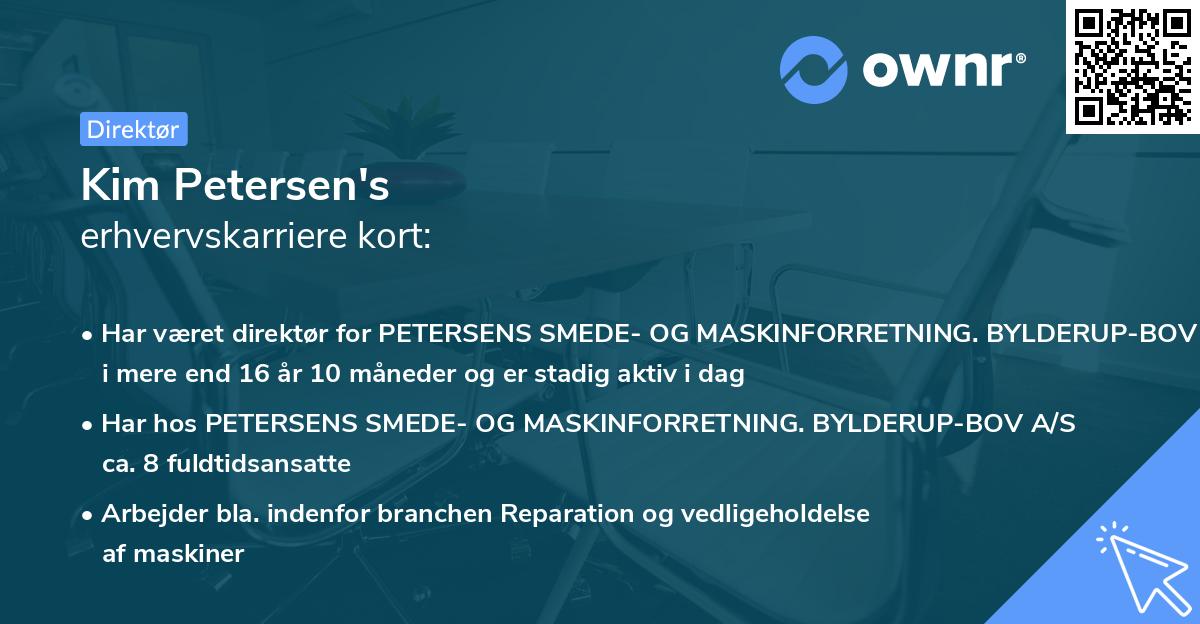 Kim Petersen's erhvervskarriere kort