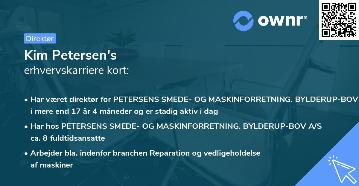 Kim Petersen's erhvervskarriere kort