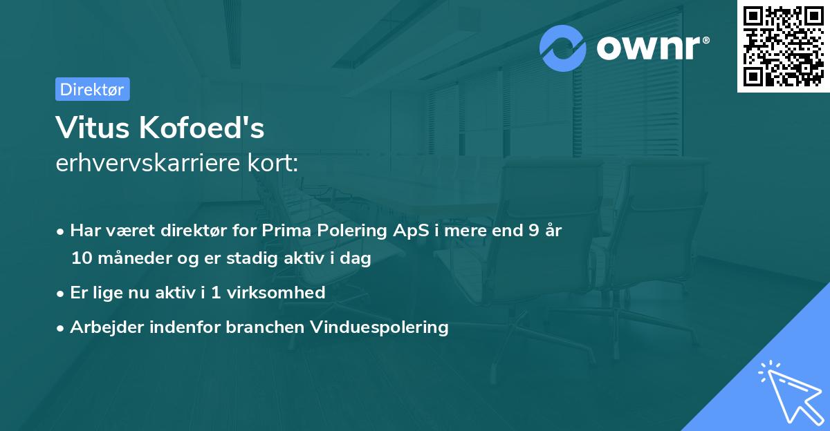Vitus Kofoed's erhvervskarriere kort