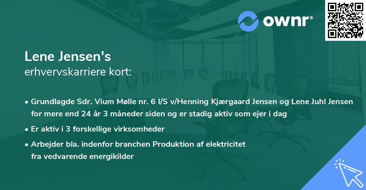 Lene Jensen's erhvervskarriere kort
