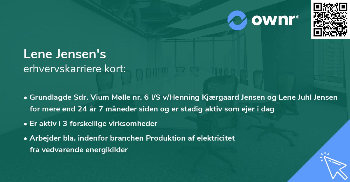 Lene Jensen's erhvervskarriere kort