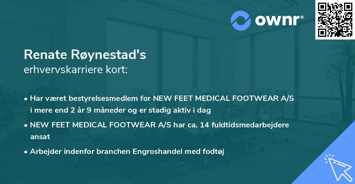Renate Røynestad's erhvervskarriere kort