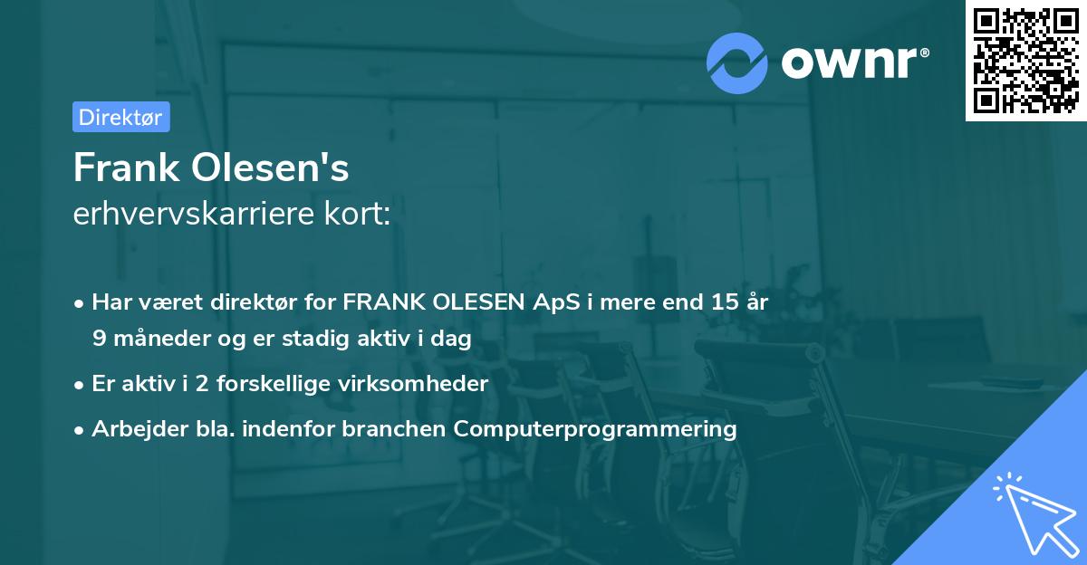 Frank Olesen's erhvervskarriere kort