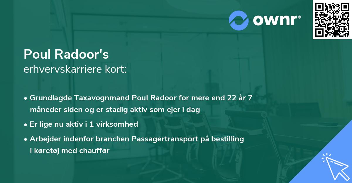 Poul Radoor's erhvervskarriere kort