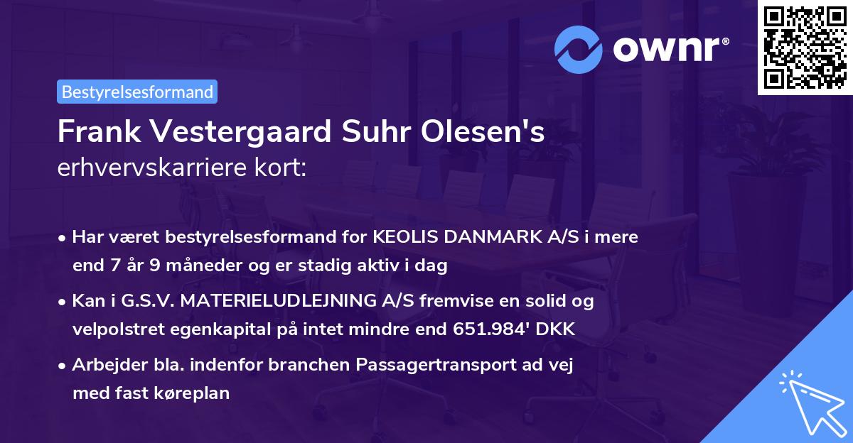 Frank Vestergaard Suhr Olesen's erhvervskarriere kort