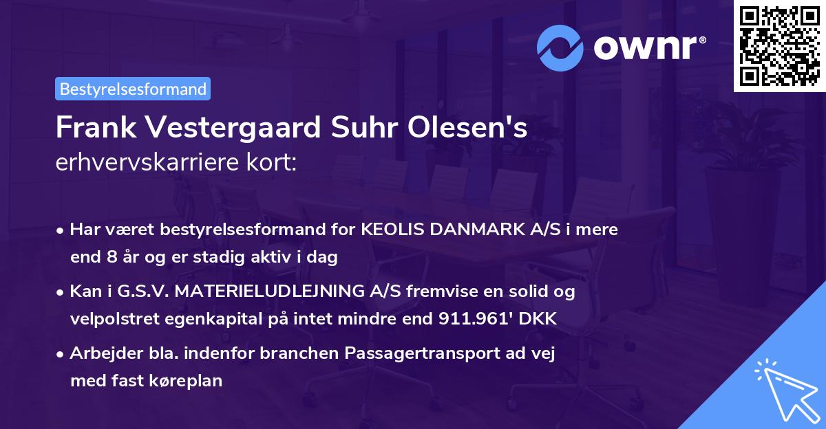 Frank Vestergaard Suhr Olesen's erhvervskarriere kort