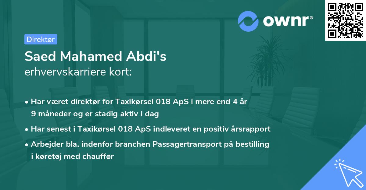 Saed Mahamed Abdi's erhvervskarriere kort