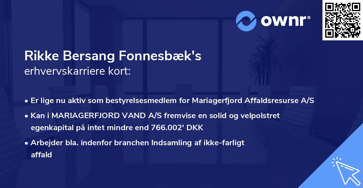 Rikke Bersang Fonnesbæk's erhvervskarriere kort