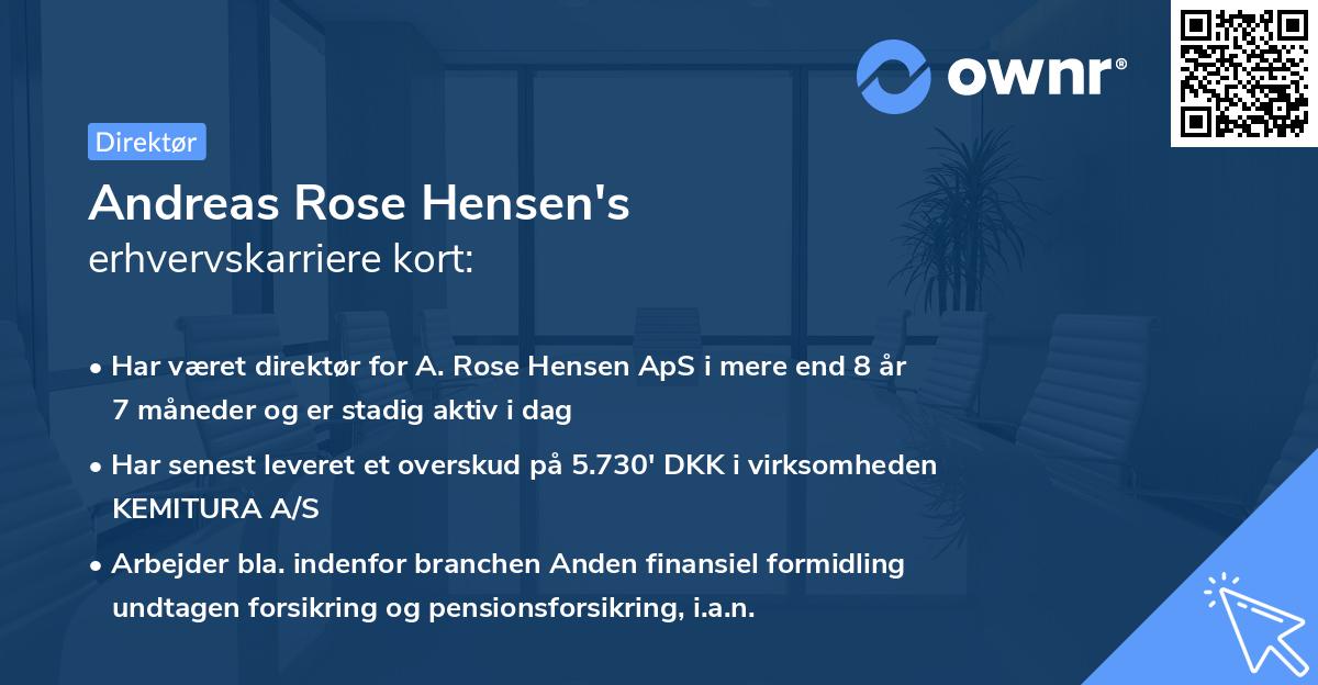 Andreas Rose Hensen's erhvervskarriere kort