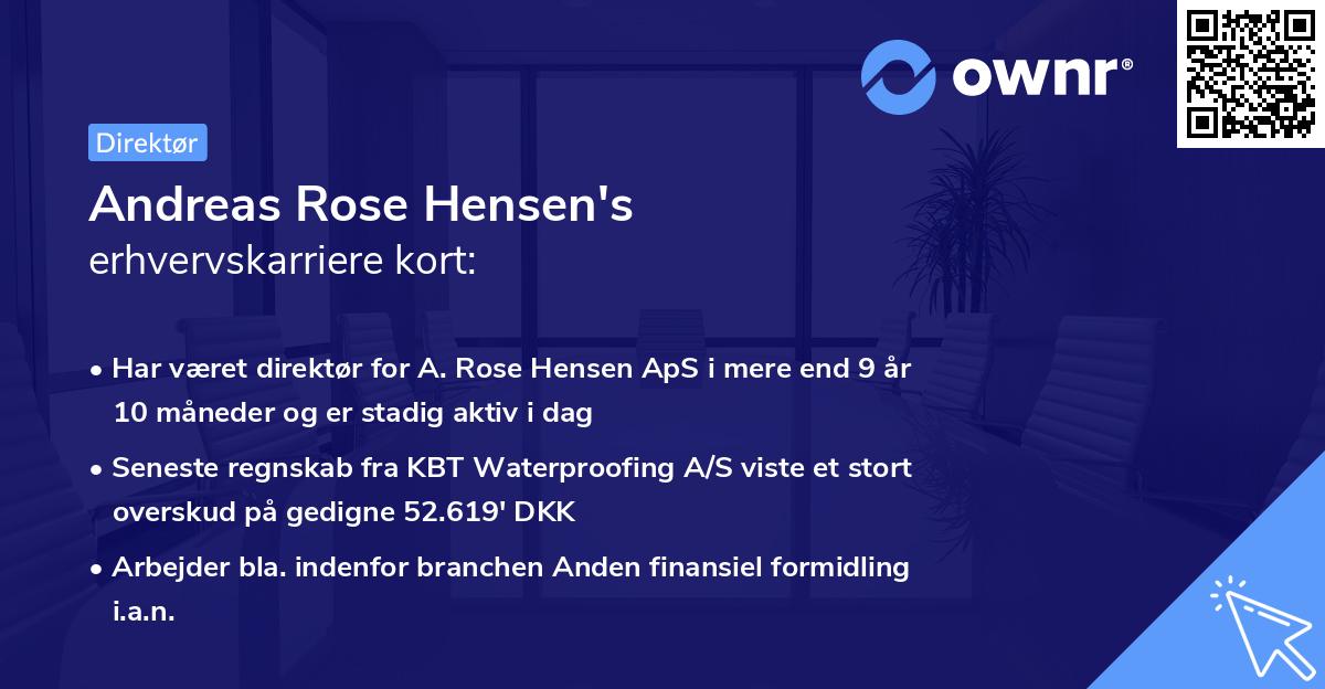 Andreas Rose Hensen's erhvervskarriere kort