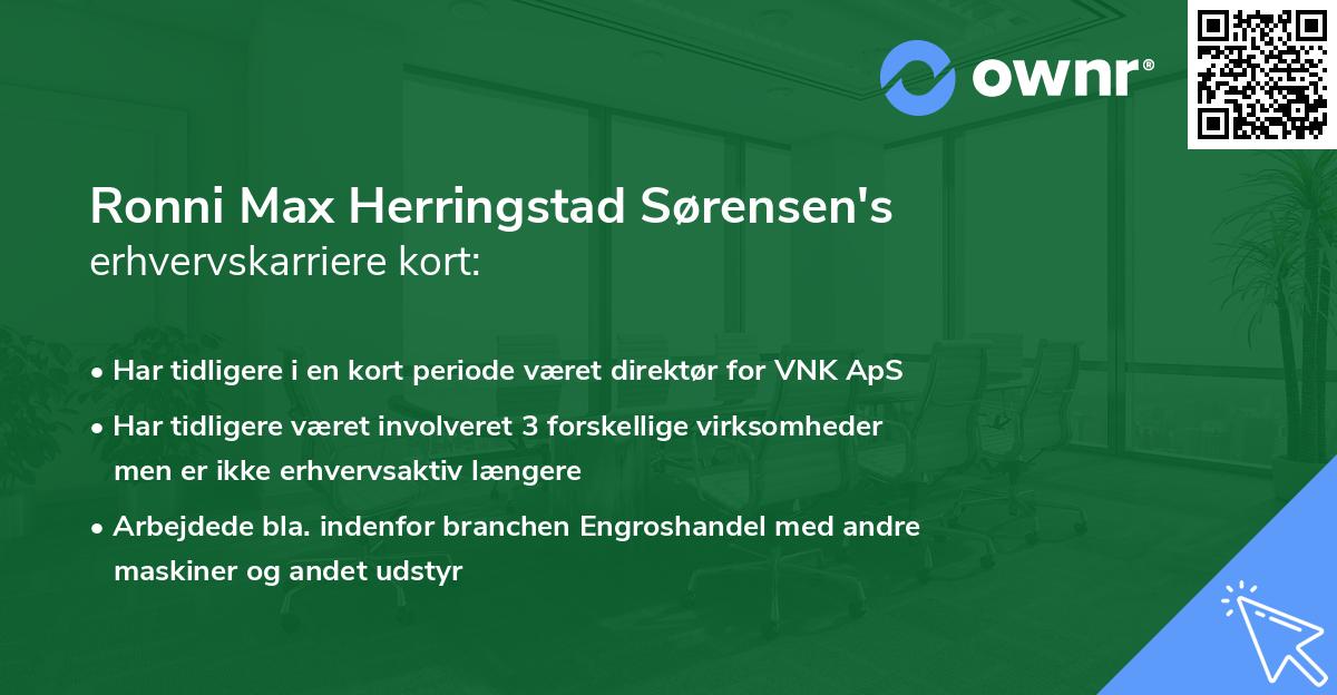Ronni Max Herringstad Sørensen's erhvervskarriere kort