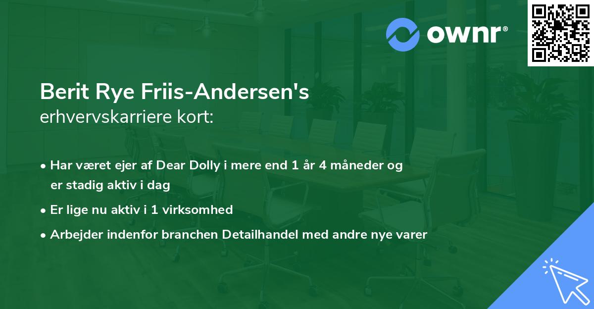Berit Rye Friis-Andersen's erhvervskarriere kort