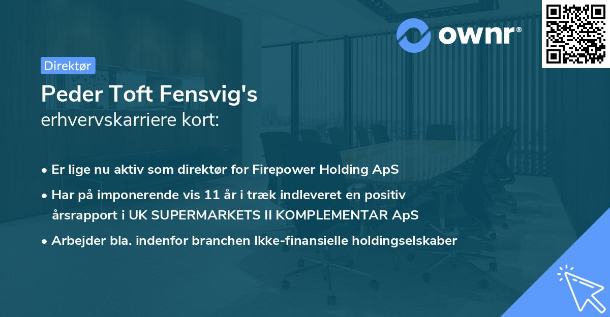 Peder Toft Fensvig's erhvervskarriere kort
