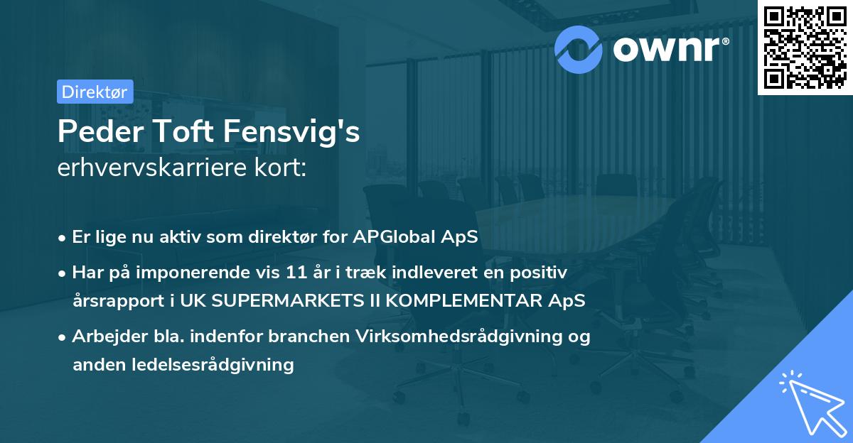 Peder Toft Fensvig's erhvervskarriere kort
