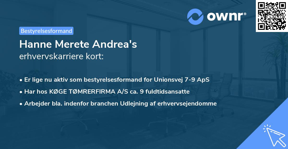Hanne Merete Andrea's erhvervskarriere kort