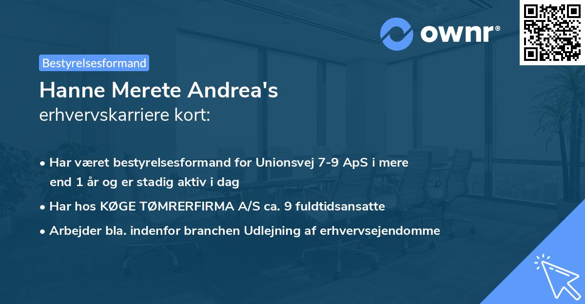 Hanne Merete Andrea's erhvervskarriere kort